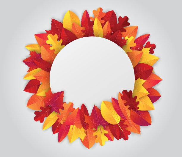 红色和橙色的树叶环绕着秋天的旗帜。文本的空闲空间。广告促销。矢量插图。图片下载