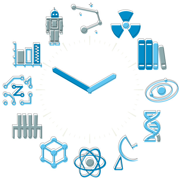 科学的时间。活动图标在一个手表领域与小时。图片下载