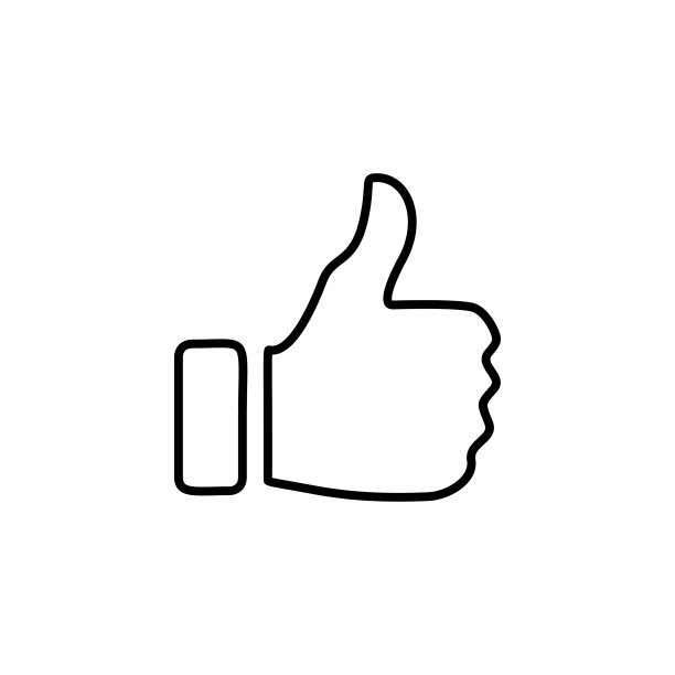 简单的大拇指向上的线图标。图片下载