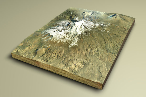 亚拉腊山鸟瞰图，Agrı Dagı。土耳其最高的山，靠近城市Igdır。诺亚方舟的安息之地，3d渲染图片下载