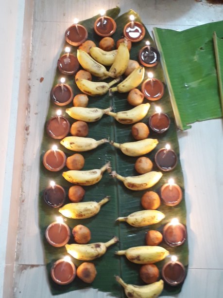 印度传统的轻香蕉和布里芭蕉叶在印度安得拉邦的节日过程的一部分图片下载