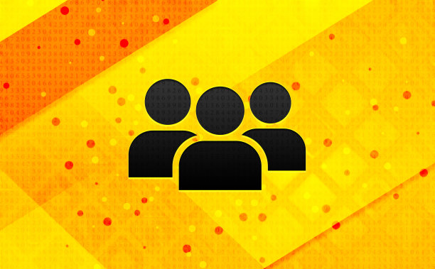 用户组图标抽象数字旗帜黄色背景图片下载