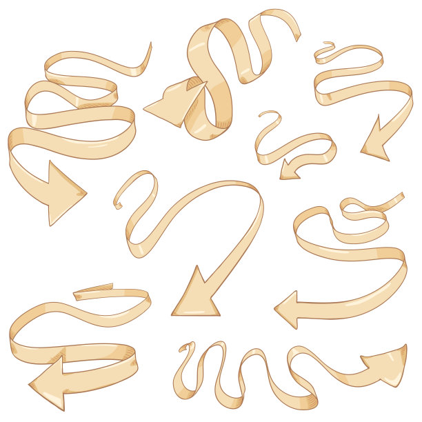 矢量集的卡通丝带箭头。图片下载