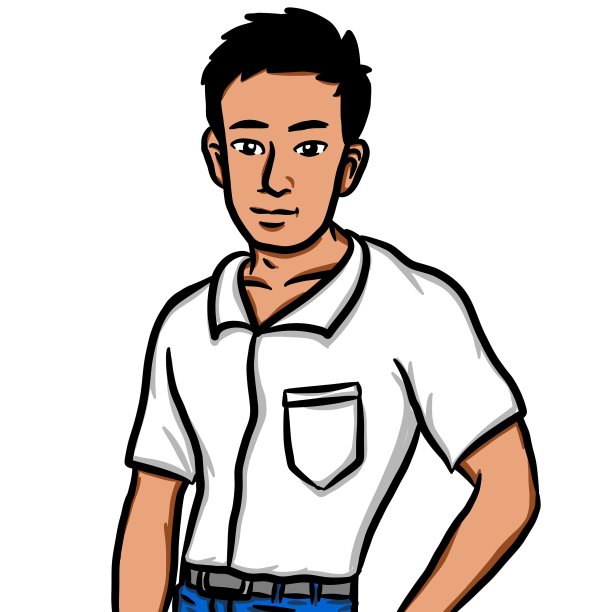 卡通可爱男人白色背景图片下载