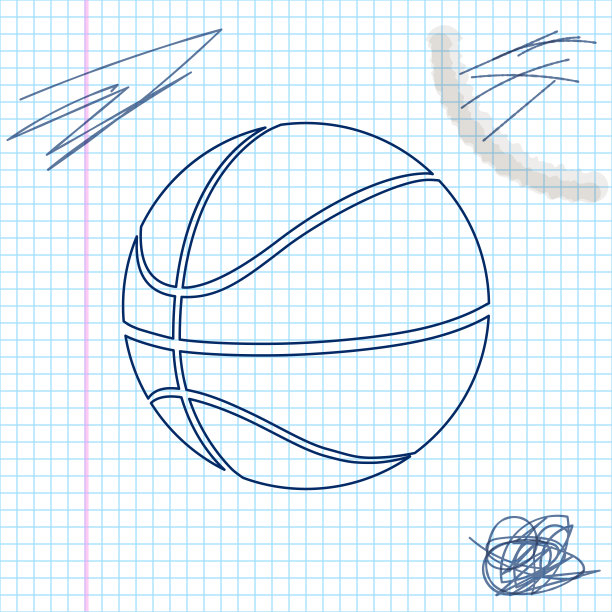 篮球篮球线草图图标孤立的白色背景。运动的象征。矢量图图片下载