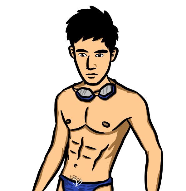 卡通性感男人在白色背景图片下载