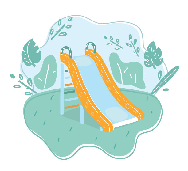 孩子们在操场上玩滑梯图片下载