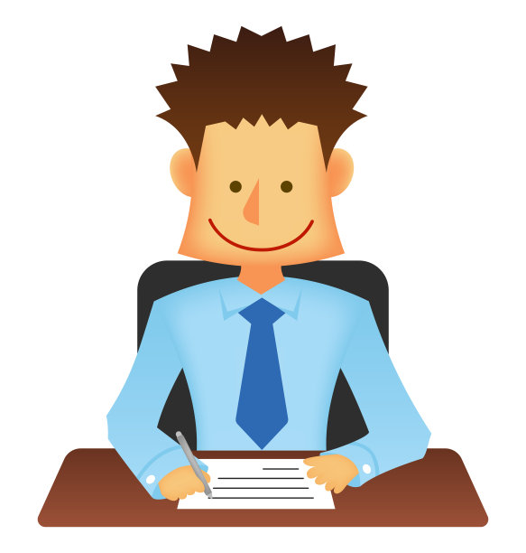 亚洲商务人士矢量平面插图(上身)/书写文件，纸张。图片下载