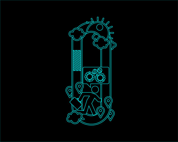 霓虹灯字体图标字体- O图片下载