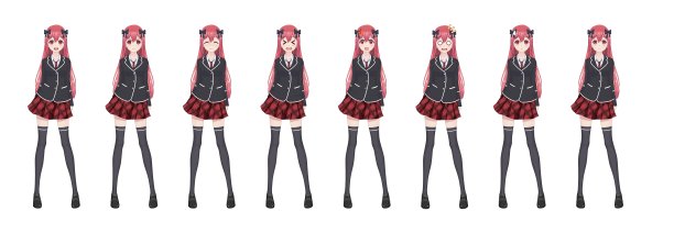 动漫漫画学生女孩在运动上衣和红裙子图片下载