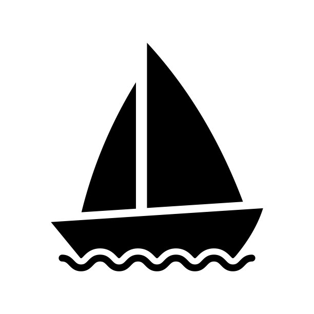 帆船图标平面矢量插图设计图片下载
