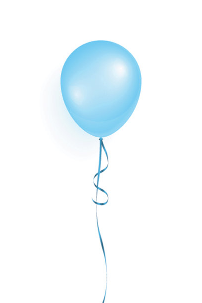 在白色背景下，乘坐蓝色氦气球参加生日聚会和其他节日。矢量现实元素的插图，横幅，海报，贺卡，传单图片下载