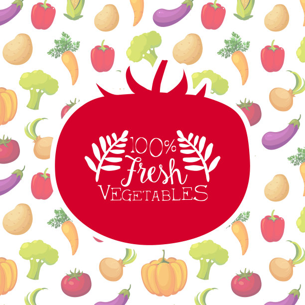 新鲜蔬菜横幅模板与有机农场食物矢量插图图片下载