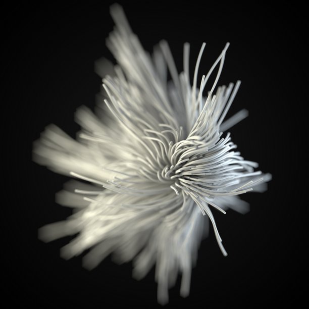 白色的弦在空气中生长和流动。3d插图与黑色背景图片下载