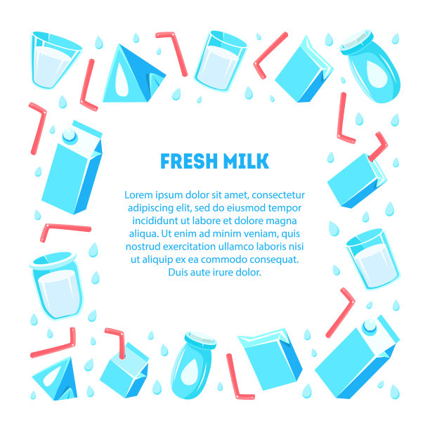 有机牛奶框架的方形形状与乳制品和地方的文字，设计元素可以用于横幅，海报，标签，邀请，证书，优惠券矢量插图图片下载