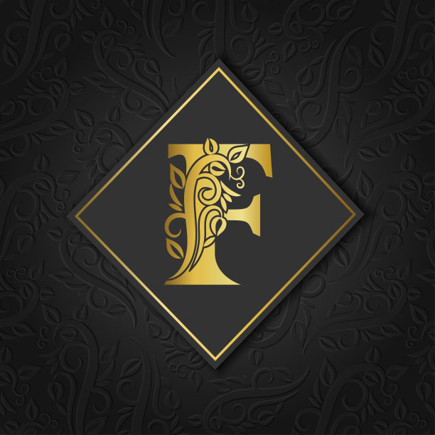 金字F优雅的花轮廓孤立在花单独的背景。特级信或背景，对标志，徽章，字母，邀请，品牌名称，卡片，封面，时尚。皇家风格图片下载