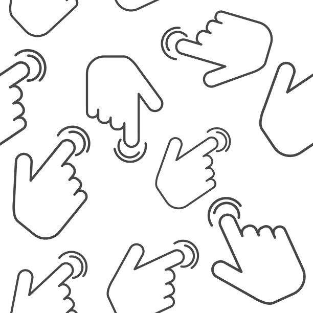 手按下按钮。光标图标无缝模式上的白色背景。图片下载