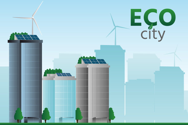 生态城市使用清洁的可再生能源图片下载