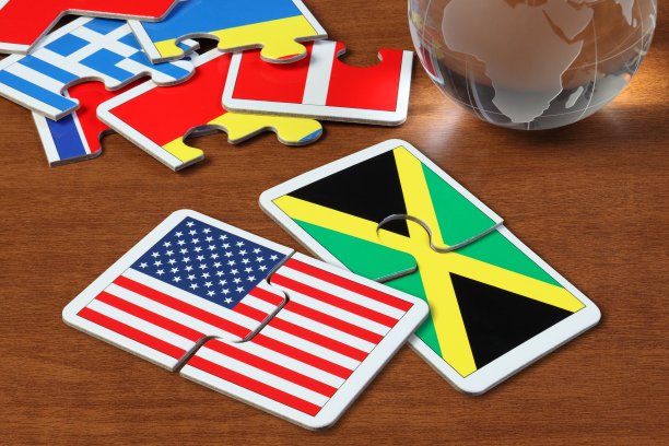 拼图中的美国和牙买加国旗图片下载