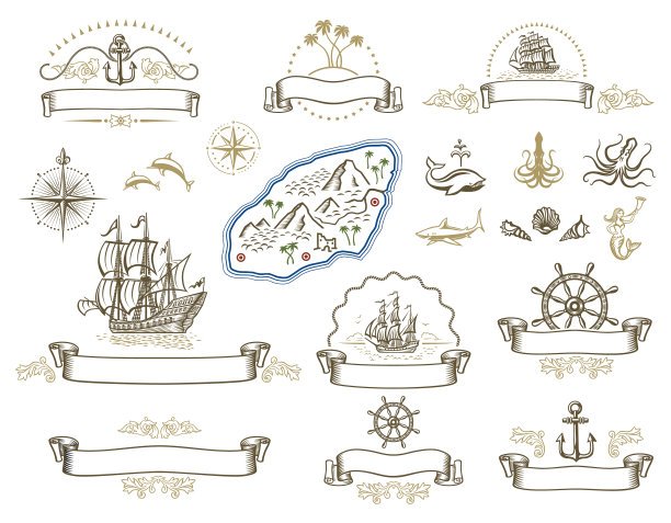 航海主题符号和标志图片下载