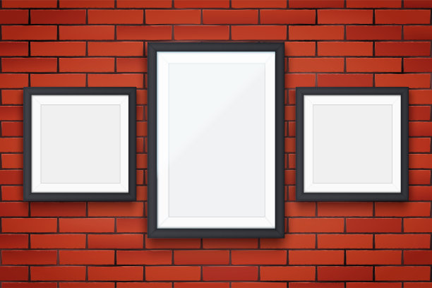 带画框的红砖墙图片下载