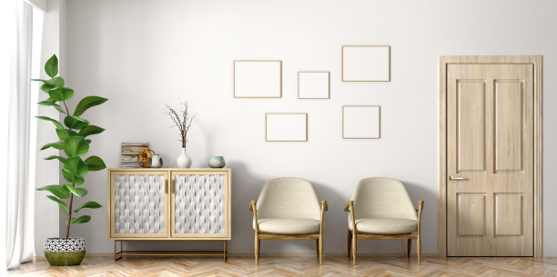 现代客厅室内3d渲染图片下载