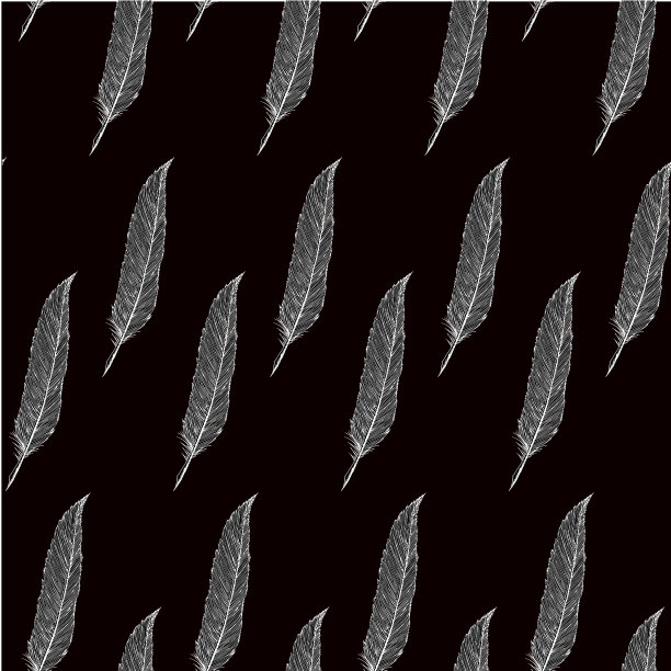 白色羽毛图纸上的黑色无缝模式设计元素股票矢量插图图片下载