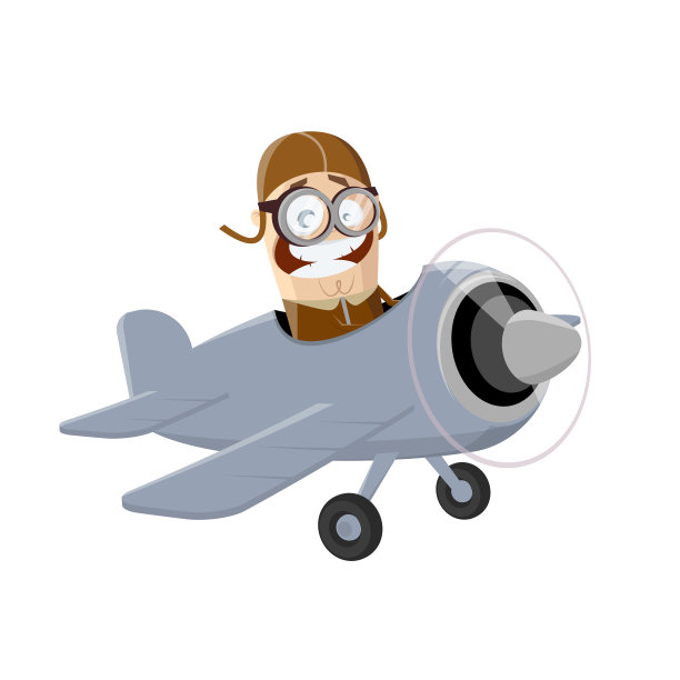 有趣的卡通人物在飞机上飞行图片下载