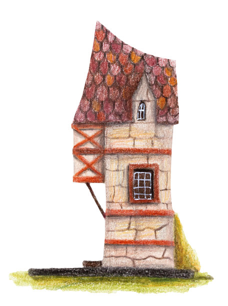 彩色铅笔画的房子——“贝克的房子”。图片下载