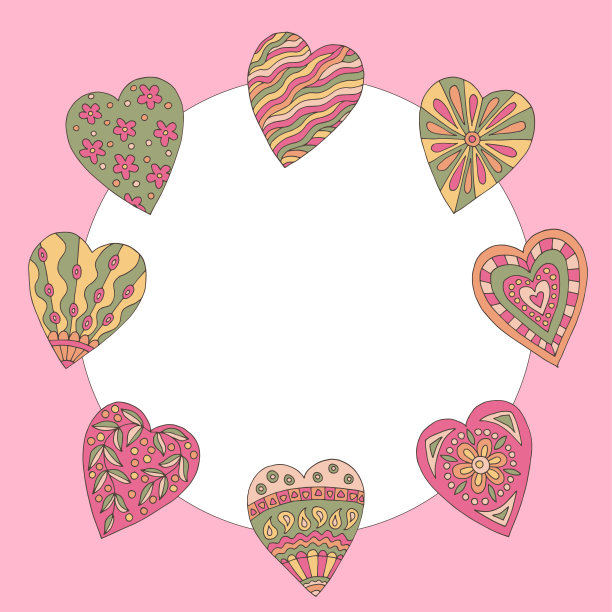 框架的抽象涂鸦心脏图片下载