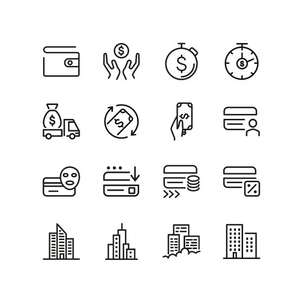 金融服务线图标设置图片下载