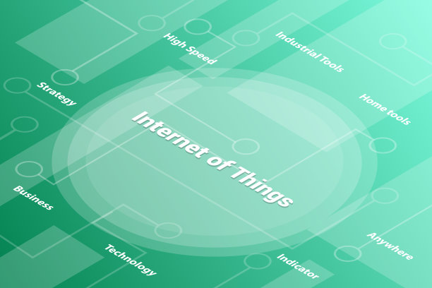 物联网单词等距三维单词文本概念与一些相关文本和点向量相连接图片下载