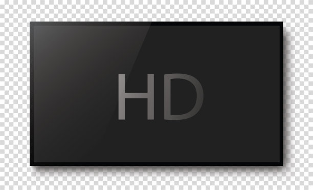 现实的黑色高清电视屏幕在一个孤立的户外。三维空白电视led显示器-库存矢量。图片下载