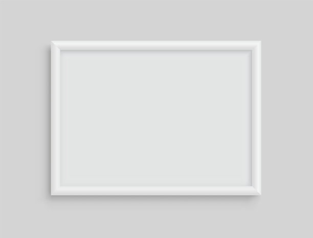 白色现实画框在灰色背景-股票矢量。图片下载