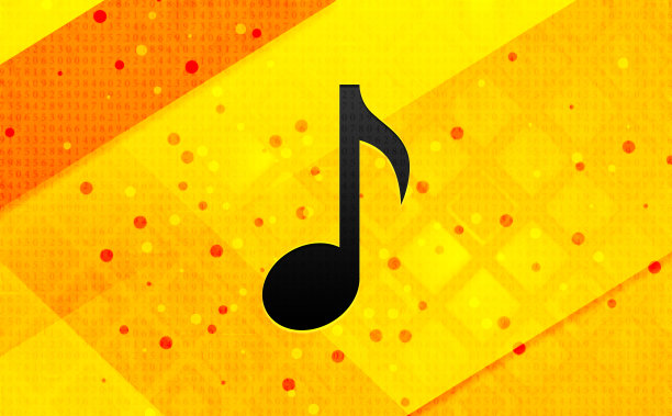 音符图标抽象数字旗帜黄色背景图片下载