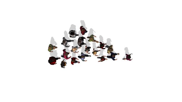 一小群人正朝一个方向走——俯视图图片下载