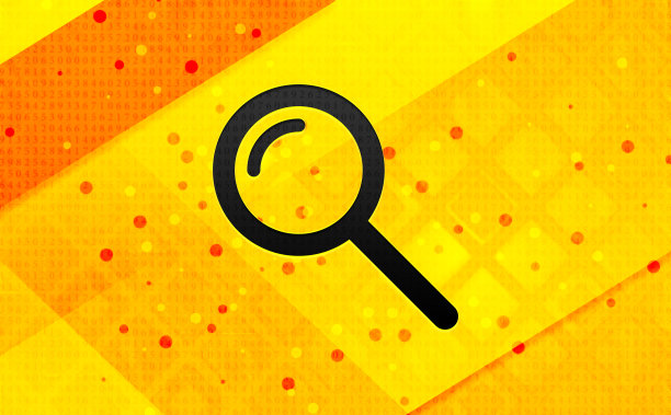 放大镜图标抽象数字横幅黄色背景图片下载