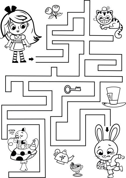 黑白迷宫儿童游戏。图片下载
