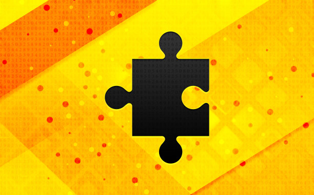 拼图图标抽象数字旗帜黄色背景图片下载