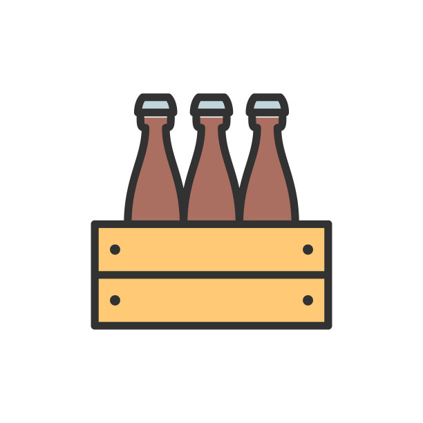 矢量包装的啤酒瓶平面颜色线图标。图片下载