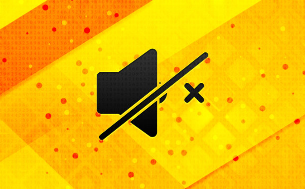 静音扬声器图标抽象数字旗帜黄色背景图片下载