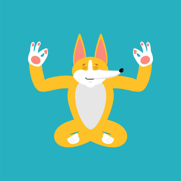 威尔士矮脚狗瑜伽。狗syogi。宠物放松和冥想。矢量图图片下载