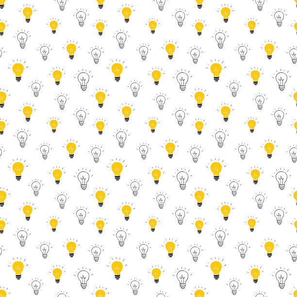 灯泡无缝图案手绘。矢量图图片下载