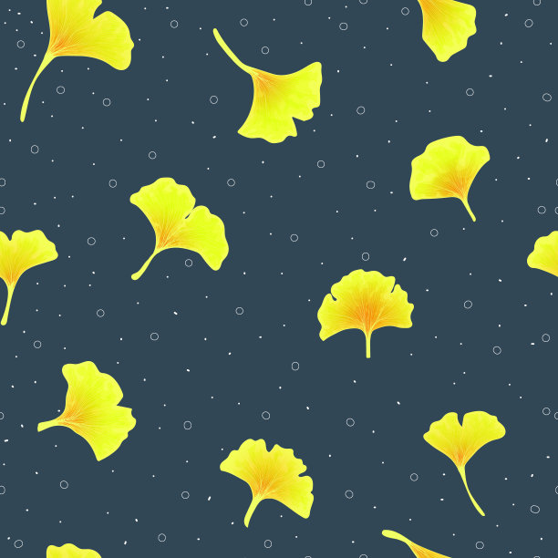银杏秋叶手绘仿水彩无缝图案。明亮的黄叶复色背景，用于纺织品，礼品包装，装饰，壁纸，封面图片下载