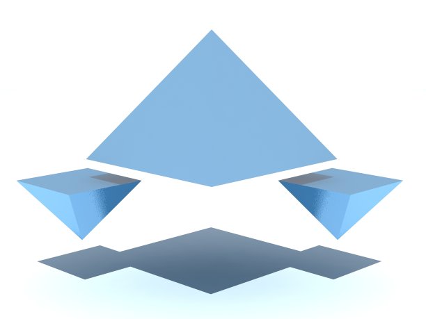 白色背景三角形，棱镜，金字塔股票照片图片下载