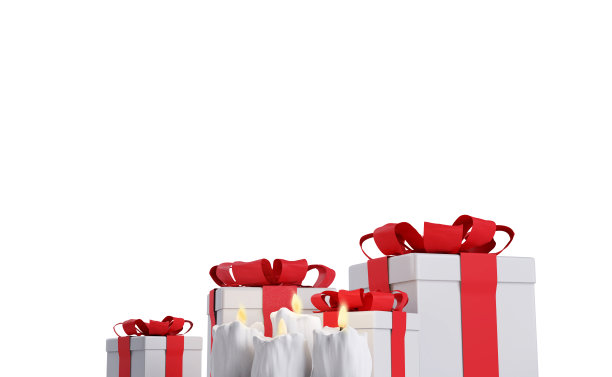 圣诞礼物四支蜡烛三维插画图片下载