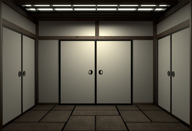 原创房间日本风格，昭和时代，设计与最好的日本房间设计师。三维渲染图片下载