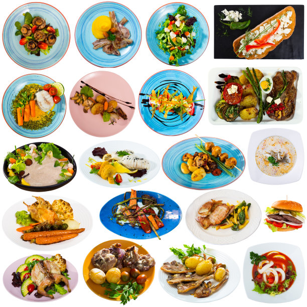 收集餐孤立在白色图片下载