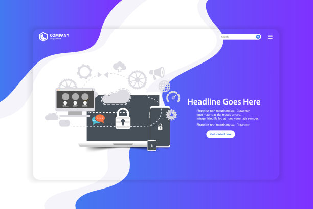 平面设计网站着陆页面矢量模板图片下载