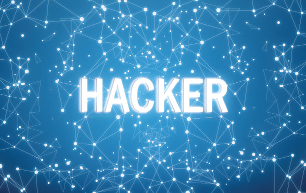 黑客的数字接口和蓝色网络背景图片下载